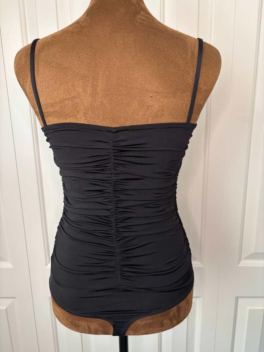 Express Black Body Contour Compression Ruched Bodysuit With Bra Cups, Small - Picture 3 of 8